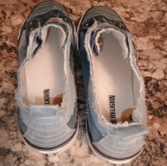 True Religion Laceless Cancas Slip-On Sneakers Blue 8us - Picture 9 of 12